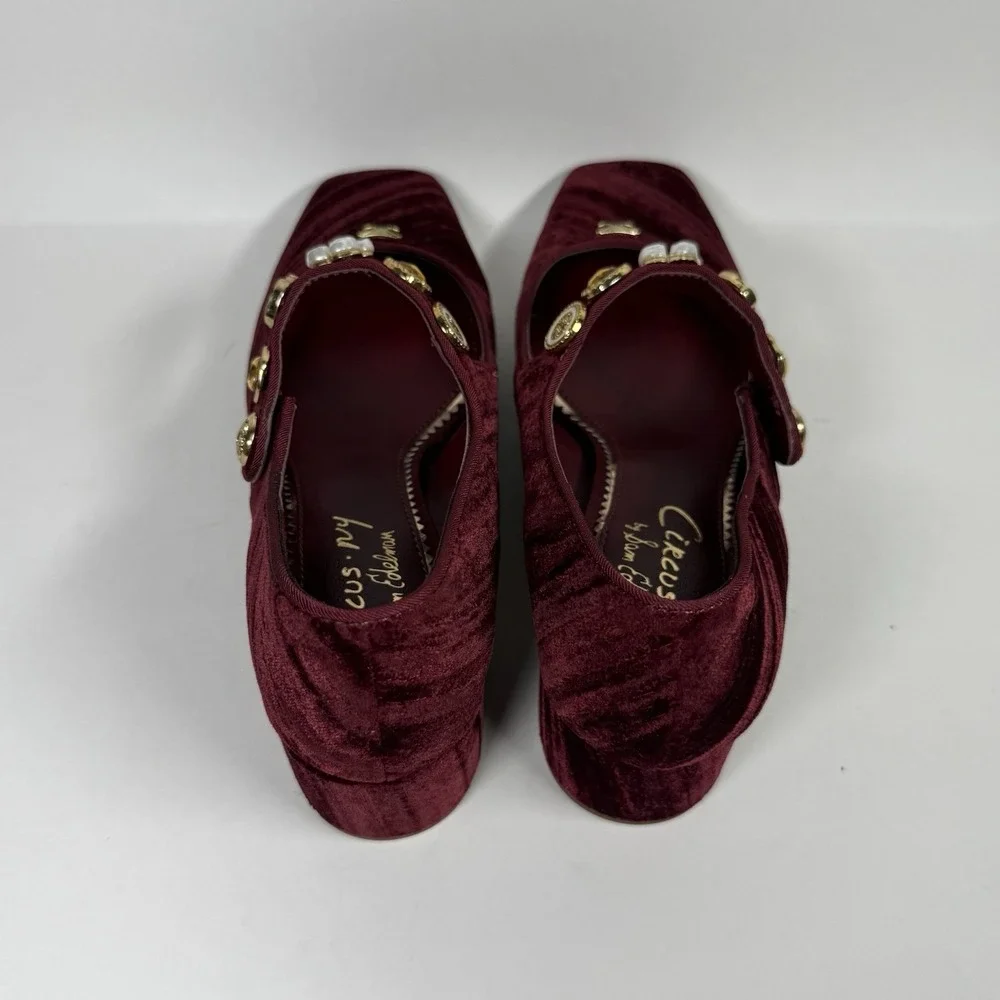 NEW Circus Sam Edelman‎ Size 6.5 M Chianti Elaine Mary Jane Block Heel Pumps